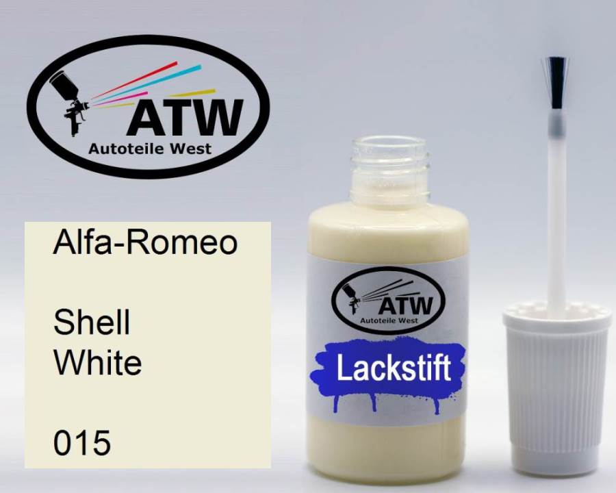 Alfa-Romeo, Shell White, 015: 20ml Lackstift, von ATW Autoteile West.